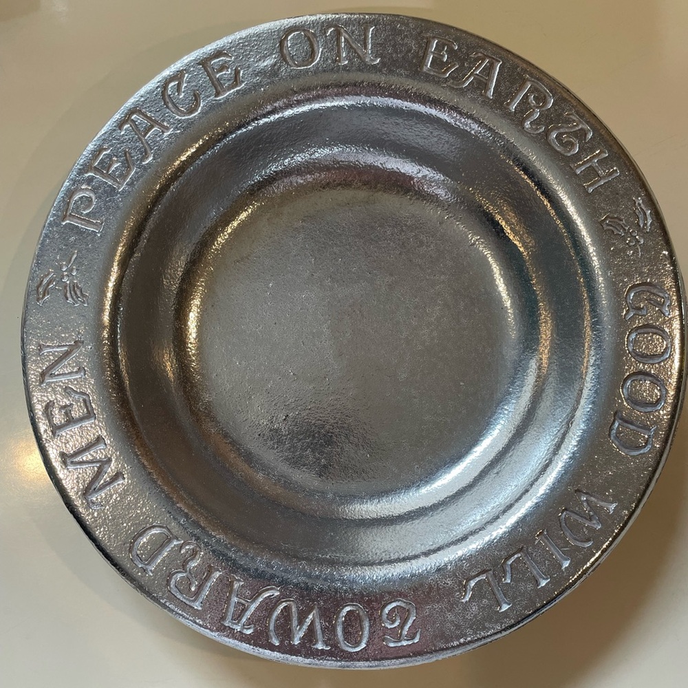 NWOT pewter metal Christmas bowl
